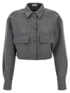 Brunello Cucinelli Virgin Wool Cropped Shirt Jacket In Grey