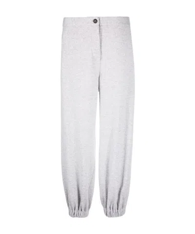 Brunello Cucinelli Cropped Cashmere Track Pants In Blue