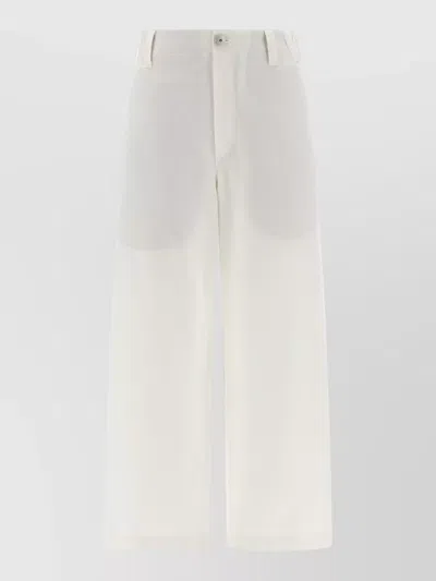 Brunello Cucinelli Cropped Chino Trousers Belt Loops Front Pockets In White