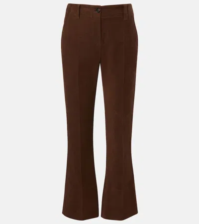 Brunello Cucinelli Cropped Cotton-blend Flared Pants In Brown