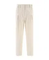 Brunello Cucinelli High-waisted Cotton Cigarette Trousers In White