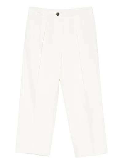 Brunello Cucinelli Cropped Cotton Trousers In White
