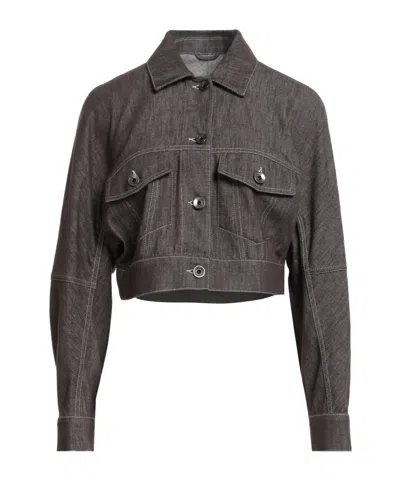 Brunello Cucinelli Cropped Denim Jacket In Gray