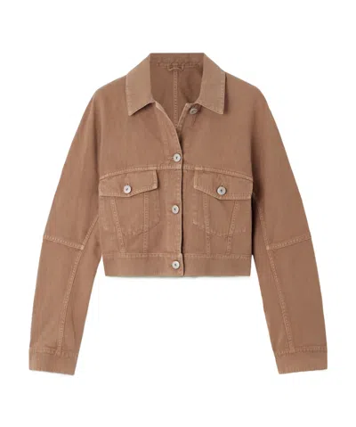 Brunello Cucinelli Cropped Denim Jacket In Brown