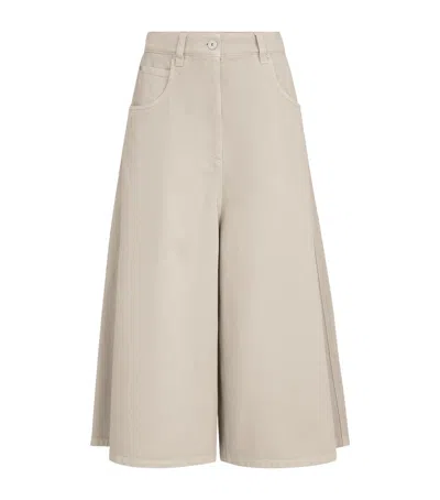 Brunello Cucinelli Cropped Denim Trousers In Beige