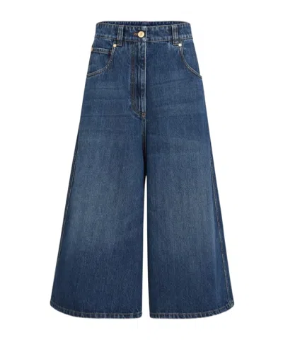 Brunello Cucinelli Cropped Denim Trousers With Monili In Multi