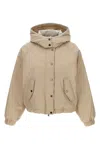 Brunello Cucinelli Cropped High Collar Quilted Jacket In Neutral