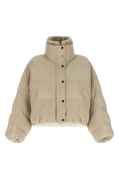 Brunello Cucinelli Cropped Down Jacket In Gold