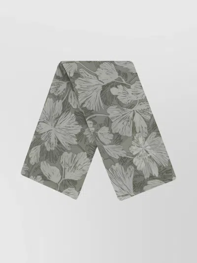 Brunello Cucinelli Cropped Floral Silk Scarf Wide Leg In Gray