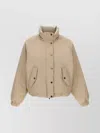 Brunello Cucinelli Cropped High Collar Quilted Jacket In Brown