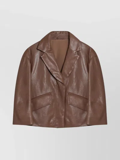 BRUNELLO CUCINELLI CROPPED LEATHER JACKET LONG SLEEVES