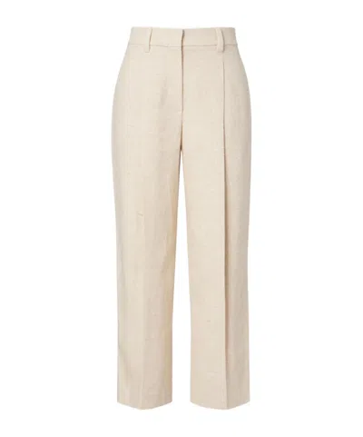 Brunello Cucinelli Cropped Linen And Silk-blend Wide-leg Pants In Neutral