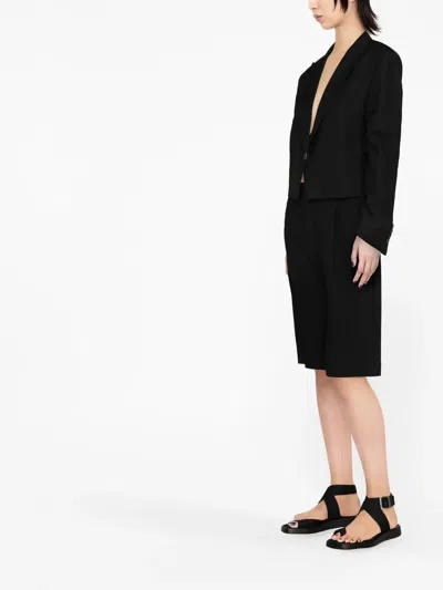 Brunello Cucinelli Cropped Linen-silk Blend Blazer In Black
