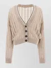 Brunello Cucinelli Cropped Metallic Knitwear V Neck