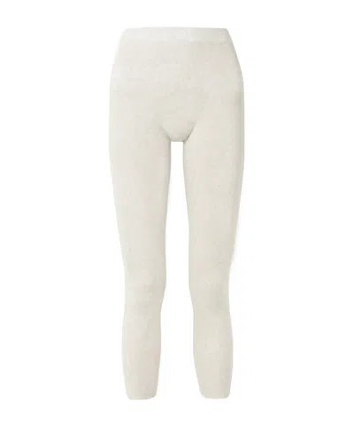 Brunello Cucinelli Cropped Metallic Ribbed-knit Leggings In White