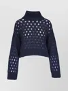 Brunello Cucinelli Dazzling Net Turtleneck Sweater Made Of Mohair And Wool Wispy In Blue