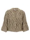 Brunello Cucinelli Cropped Openwork Wool Blend Cardigan