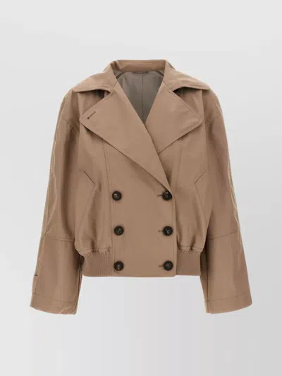 BRUNELLO CUCINELLI CROPPED PEA COAT WITH BUTTONED CUFFS