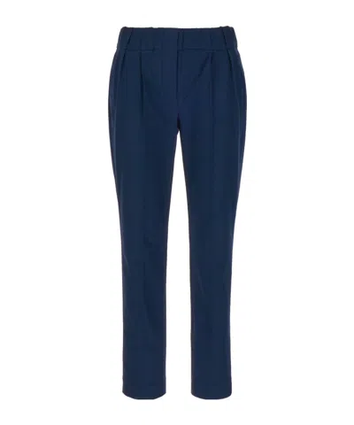 Brunello Cucinelli Cropped Pleated Trousers In Blue