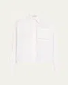 Brunello Cucinelli Cropped Poplin Pocket Blouse In White