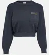 Brunello Cucinelli Cropped Ribbed-knit Cotton Sweater In Night Sky