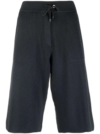 Brunello Cucinelli Cropped Ribbed-knit Trousers In Blue