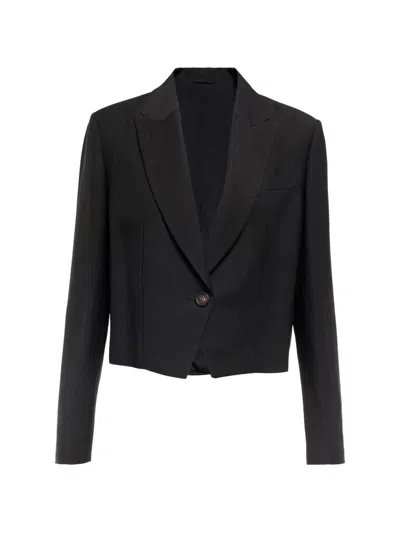 Brunello Cucinelli Cropped Single-breasted Blazer In Black