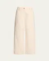 Brunello Cucinelli Cropped Square Denim Pants In Ecru