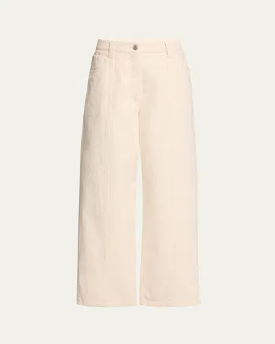 Brunello Cucinelli Cropped Square Denim Pants In Ecru