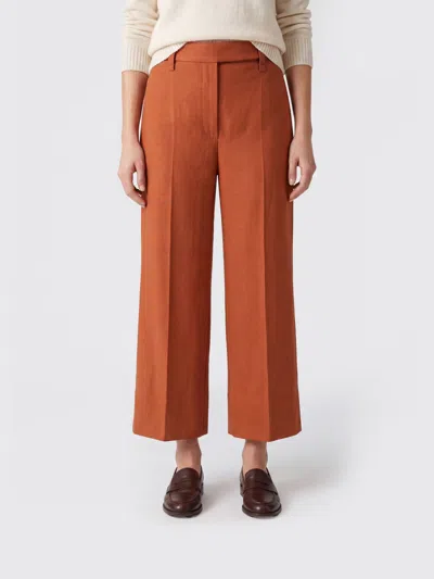 Brunello Cucinelli Cropped Stretch Cotton Trousers In Red