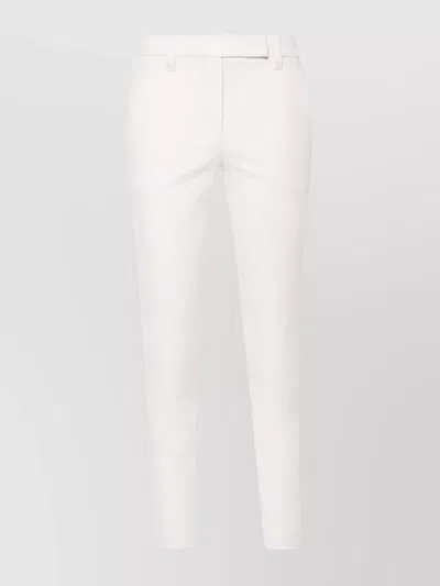Brunello Cucinelli Cropped Stretch Cotton Trousers With Side Pockets In White
