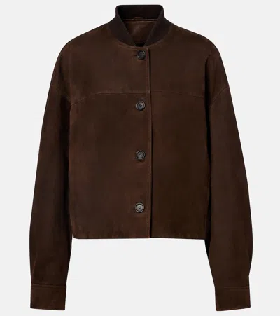Brunello Cucinelli Cropped Suede Jacket In Brown