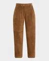 Brunello Cucinelli Cropped Suede Trousers In Brown