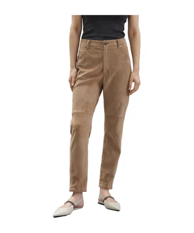 Brunello Cucinelli Cropped Suede Trousers In Brown