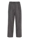 Brunello Cucinelli Herringbone Tweed Pleated Trousers In Gray