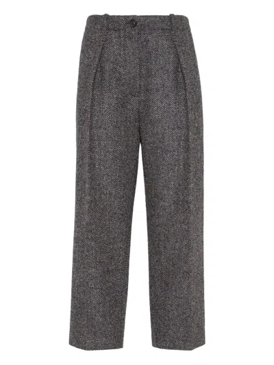 Brunello Cucinelli Cropped Suits Pants In Gray