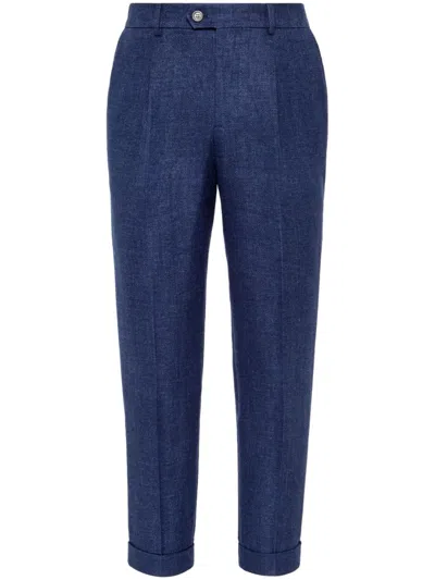 Brunello Cucinelli Cropped Tailored Trousers In Blau
