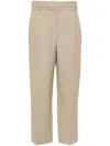Brunello Cucinelli Cropped Tailored Trousers With Pleated Front In Brown