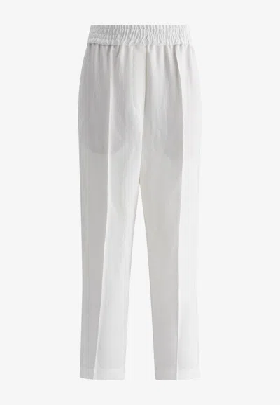 Brunello Cucinelli Cropped Tapered Pants In White
