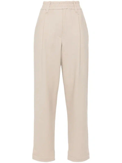 Brunello Cucinelli Cropped Tapered Track Trousers In Neutral