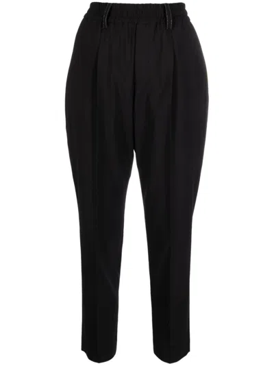 Brunello Cucinelli Cropped Tapered Trousers In Black