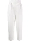 Brunello Cucinelli Women Baggy Pull-up Trousers In Viscose And Linen Fluid Twill In Neutrals