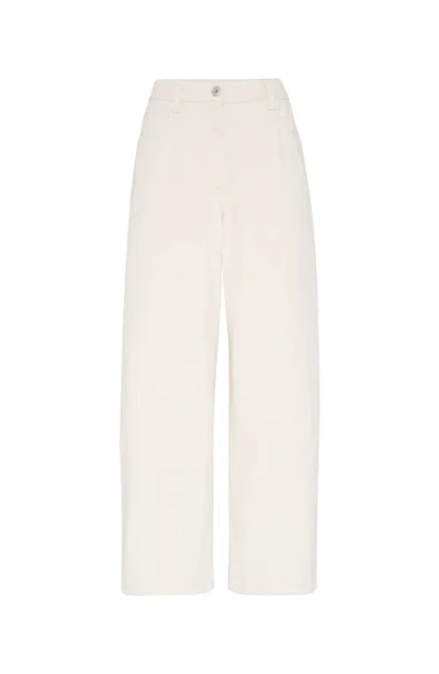 Brunello Cucinelli Cropped Trousers In Ecru