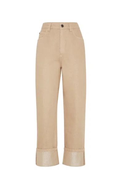 Brunello Cucinelli Cropped Trousers In Light Brown