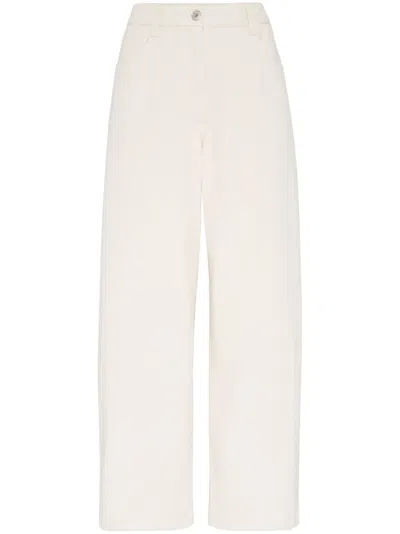 Brunello Cucinelli Cropped Trousers In White