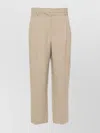 Brunello Cucinelli Cropped Trousers With Belt Loops And Pockets In Neutral