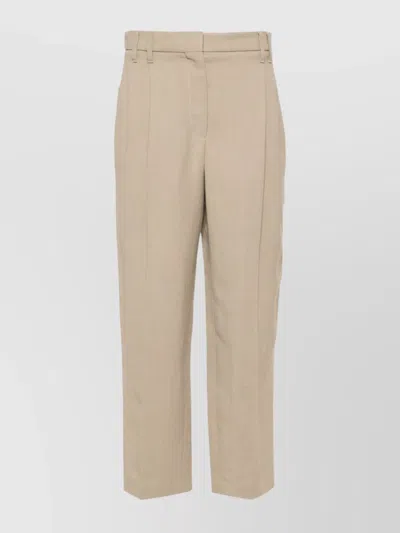 Brunello Cucinelli Cropped Trousers With Belt Loops And Pockets In Neutral