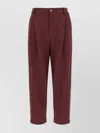 Brunello Cucinelli Cropped Trousers With Elastic Waistband And Pockets In Burgundy