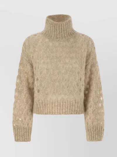 BRUNELLO CUCINELLI CROPPED TURTLENECK KNITWEAR LONG SLEEVES