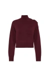 Brunello Cucinelli Cropped Turtleneck Sweater In Burgundy